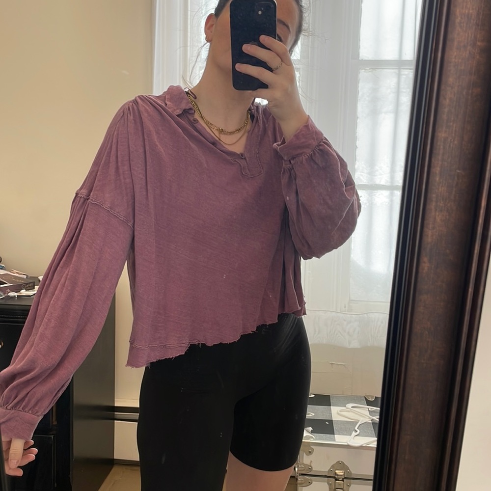 Free People cozy top! Cropped, mauve